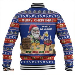 Amazing Aussie Australia Merry Christmas, Grilling Santa With Barbecue And Beer Blue Baseball Jacket
