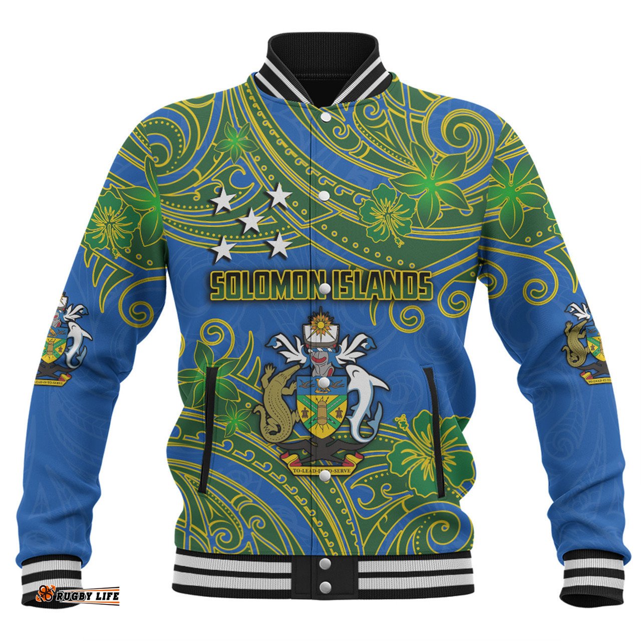 Amazing Aussie Australia South Sea Islanders Solomon Islands Symbol In Polynesian Patterns With Tropical Flowers Style Baseball Jacket