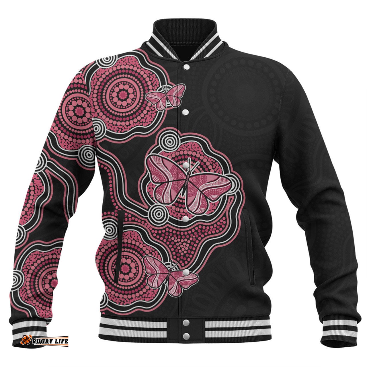 Amazing Aussie Australia Aboriginal Butterfly Dot Art Inspired Baseball Jacket