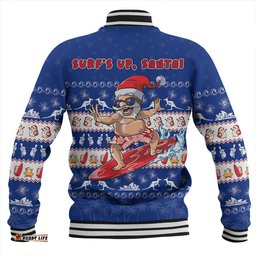 Amazing Aussie Australia Merry Christmas Mate Surf's Up Santa Blue Baseball Jacket