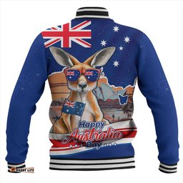 Amazing Aussie Australia Happy Australia Day Kangaroo With Sydney Opera House At Sunset Baseball Jacket