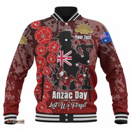 Amazing Aussie Australia Anzac Custom Lest We Forget Red Style Jacket Baseball Jacket