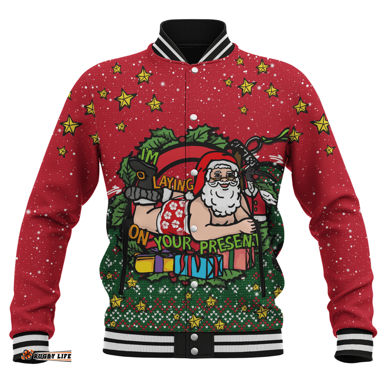 Amazing Aussie Australia Aussie Ugly Christmas Santa Present Baseball Jacket