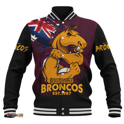 Amazing Aussie Brisbane Broncos Heart Of A Fighter Tough And Fearless Baseball Jacket