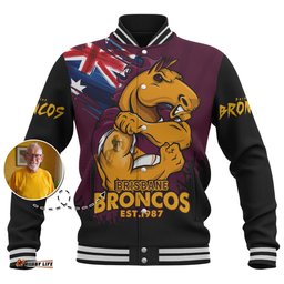 Amazing Aussie Brisbane Broncos Heart Of A Fighter Tough And Fearless Baseball Jacket