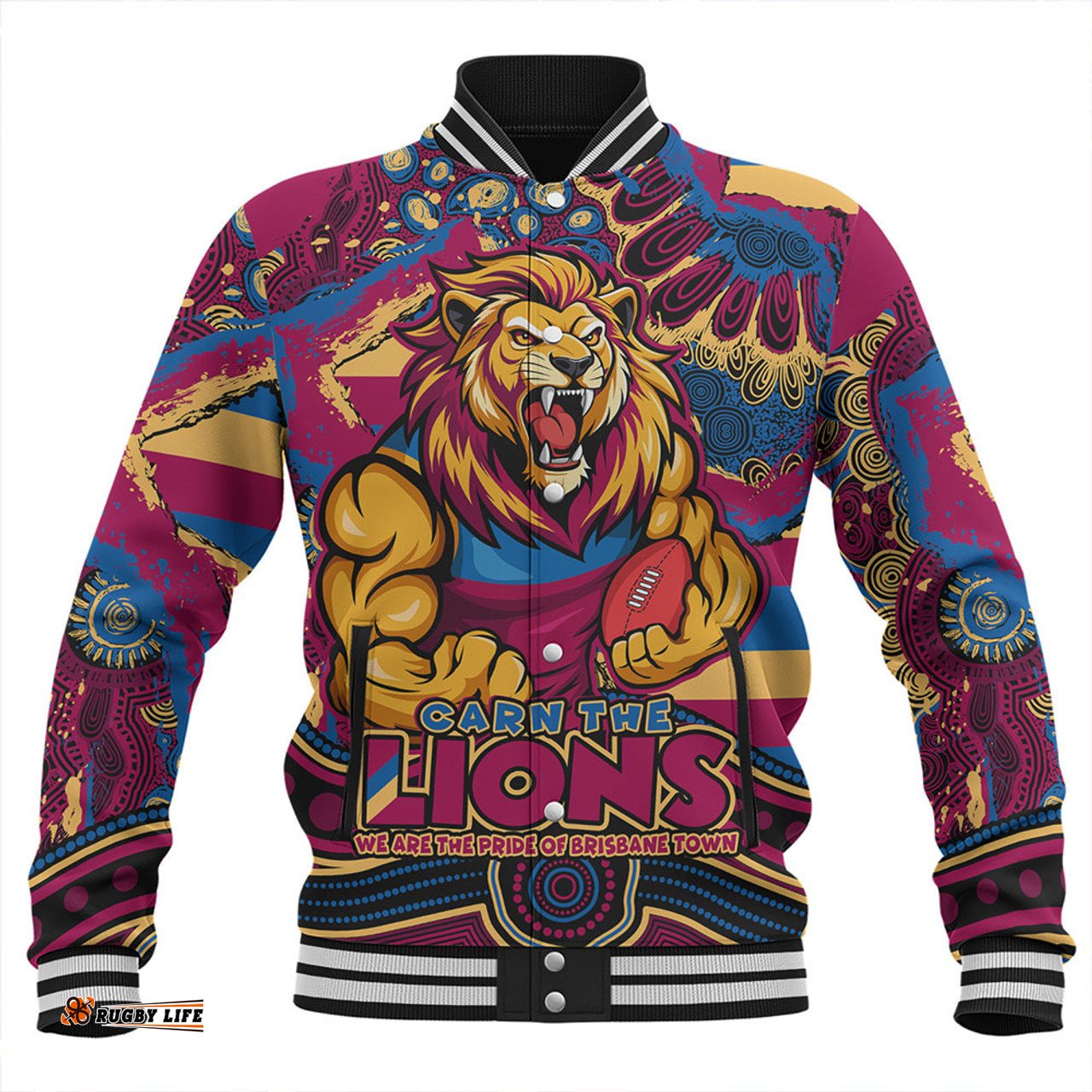 Amazing Aussie Brisbane Lions Blazing Spirit Of Victory Baseball Jacket