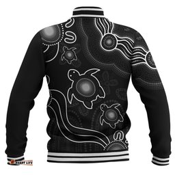Amazing Aussie Australia Aboriginal Turtle Dreaming Journey Featuring Dot Art Black Baseball Jacket