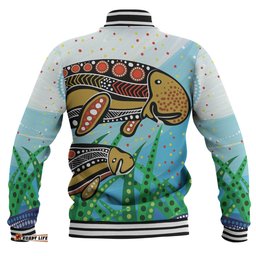 Amazing Aussie Australia Aboriginal Dugong Aboriginal Artwork With Mother And Baby Baseball Jacket