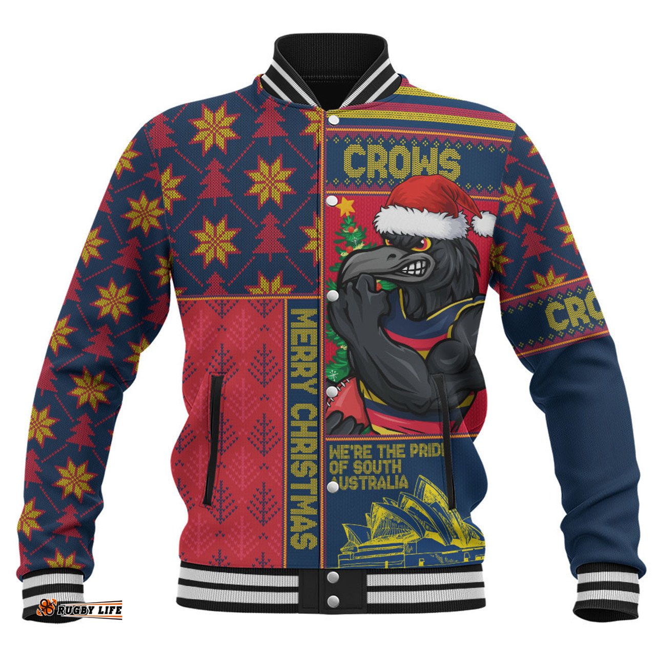 Amazing Aussie Adelaide Crows Merry Christmas Knit Style Festive Spirit Baseball Jacket
