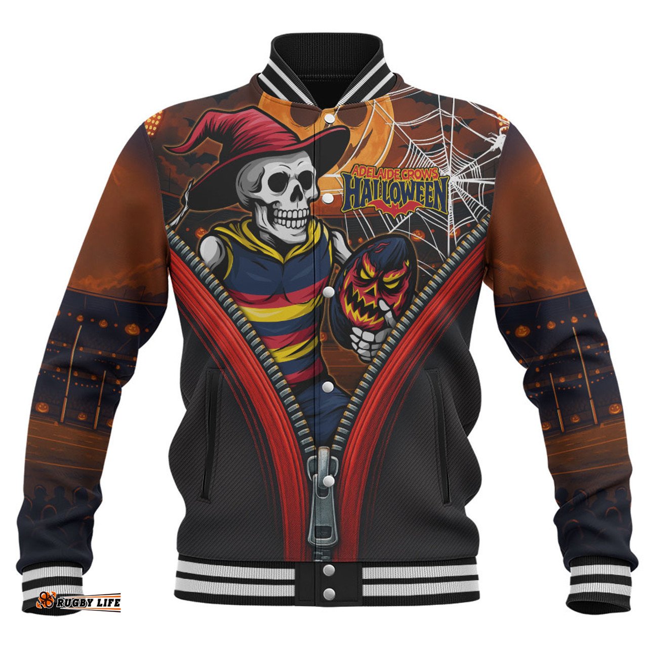Amazing Aussie Adelaide Crows Halloween Night Reaper Baseball Jacket
