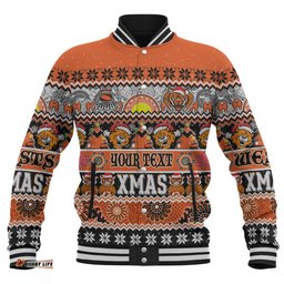 Wests Tigers Christmas Aboriginal Custom Baseball Jacket - Indigenous Knitted Ugly Xmas Style Baseball Jacket