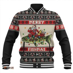 Amazing Aussie Australia Fishing Santa Ugly Christmas Baseball Jacket