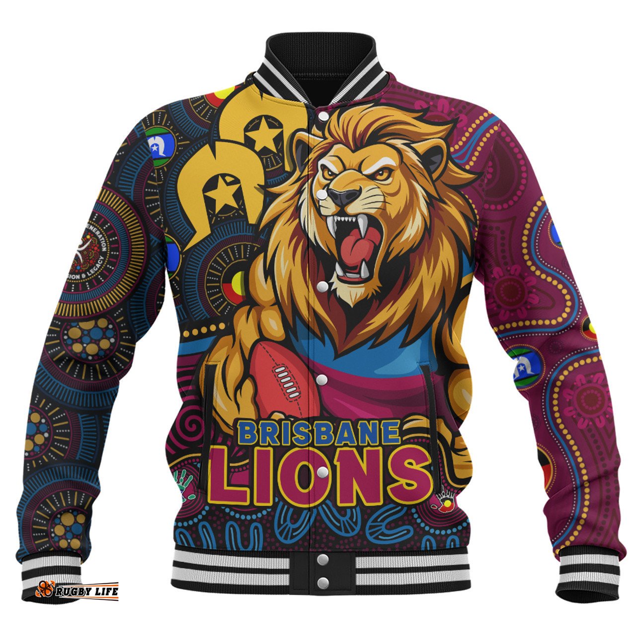 Amazing Aussie Brisbane Lions NAIDOC Spirit Of Country Baseball Jacket