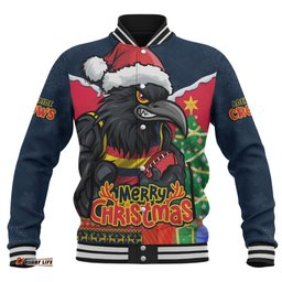 Amazing Aussie Adelaide Crows Santa Scoring Touchdown On Christmas Game Day Baseball Jacket