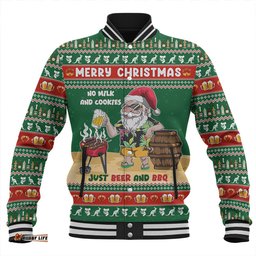 Amazing Aussie Australia Merry Christmas, Grilling Santa With Barbecue And Beer Green Baseball Jacket