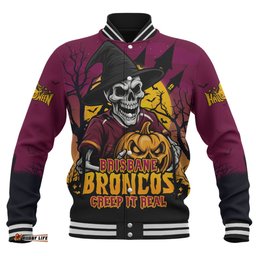 Amazing Aussie Brisbane Broncos Dark Moon Rugby Halloween Battle Edition Baseball Jacket