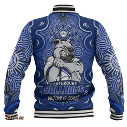 Amazing Aussie Canterbury Bankstown Bulldogs Aboriginal Pattern Inspired Victory Is Ours Baseball Jacket