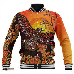 Amazing Aussie Australia Eagle Aboriginal Dot Painting Traditional Baseball Jacket