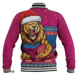 Amazing Aussie Brisbane Lions Merry Christmas Down Under Footy Power Style Baseball Jacket
