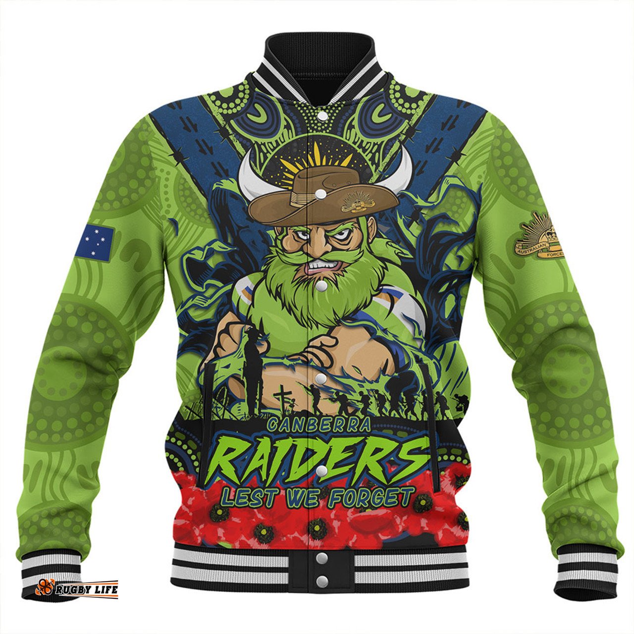 Amazing Aussie Canberra Raiders Ripped Legacy Of The Game The ANZAC Spirit Lives On Baseball Jacket