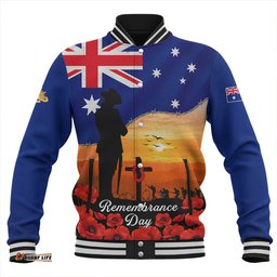 Amazing Aussie Australia Lest We Forget Remembrance Day Tribute Baseball Jacket