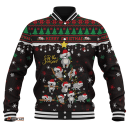 Amazing Aussie Australia Merry Christmas Tis The Season Koala Edition Baseball Jacket
