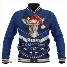 Amazing Aussie Australia Holiday Kangaroo Merry Christmas Blue Baseball Jacket