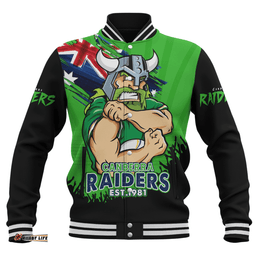 Amazing Aussie Canberra Raiders Heart Of A Fighter Tough And Fearless Baseball Jacket
