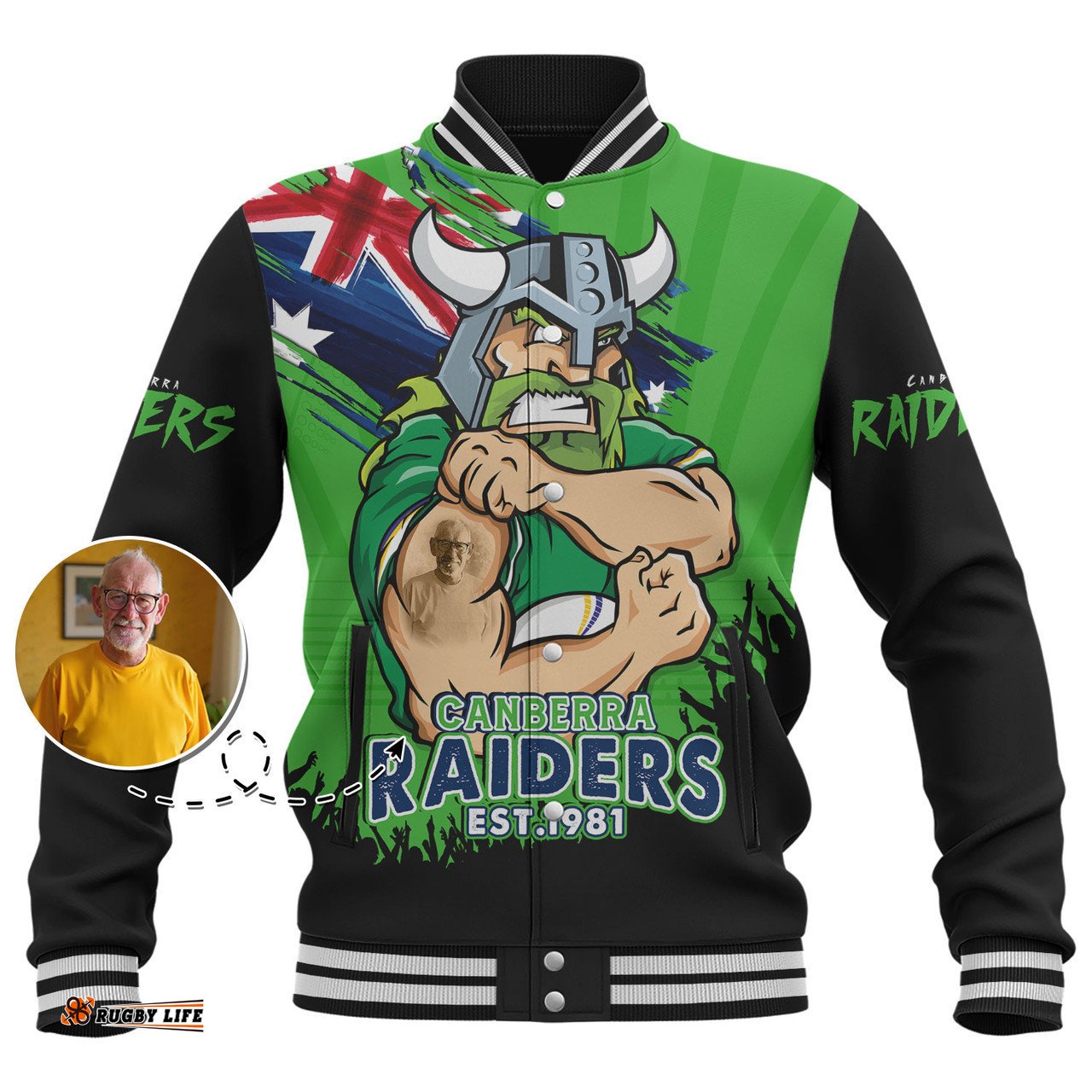 Amazing Aussie Canberra Raiders Heart Of A Fighter Tough And Fearless Baseball Jacket