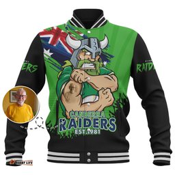 Amazing Aussie Canberra Raiders Heart Of A Fighter Tough And Fearless Baseball Jacket