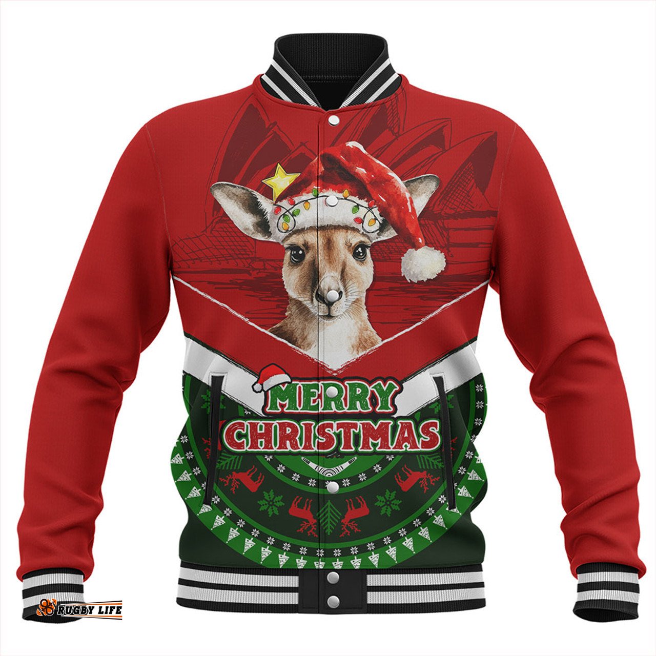 Amazing Aussie Australia Holiday Kangaroo Merry Christmas Baseball Jacket
