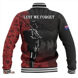 Amazing Aussie Australia Anzac Day Lest We Forget Soldier Stencil Art Baseball Jacket