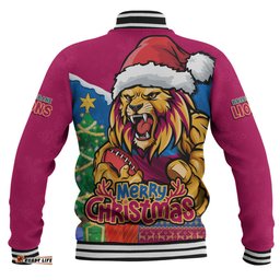 Amazing Aussie Brisbane Lions Santa Scoring Touchdown On Christmas Game Day Baseball Jacket