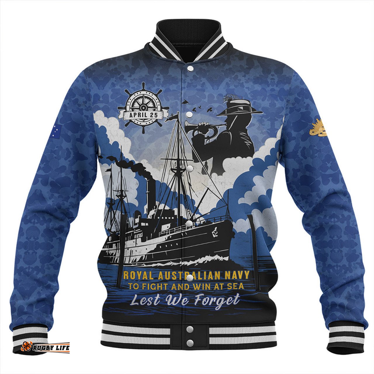 Amazing Aussie Australia Anzac Day Royal Australian Navy Camouflage Style Baseball Jacket