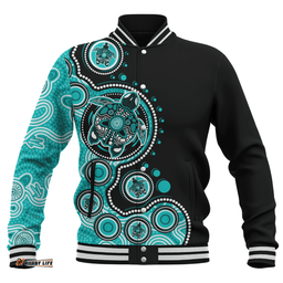 Amazing Aussie Australia Indigenous Turtle Aboriginal Dot Art Turquoise Baseball Jacket