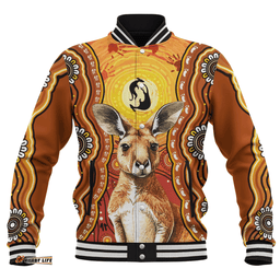 Amazing Aussie Australia Aboriginal Kangaroo Dreaming With Dot Art Baseball Jacket