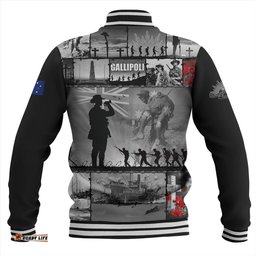 Amazing Aussie Australia Anzac Day Honoring Gallipoli Heroes Memorial Black Baseball Jacket