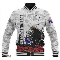 Amazing Aussie Australia Fallen But Not Forgotten Remembrance Day Tribute Baseball Jacket