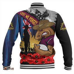 Amazing Aussie Brisbane Broncos United In Spirit Anzac Day Tribute Baseball Jacket