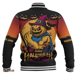 Amazing Aussie Brisbane Lions Dark Pumpkin Halloween Spirit Baseball Jacket