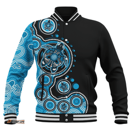 Amazing Aussie Australia Indigenous Turtle Aboriginal Dot Art Blue Baseball Jacket