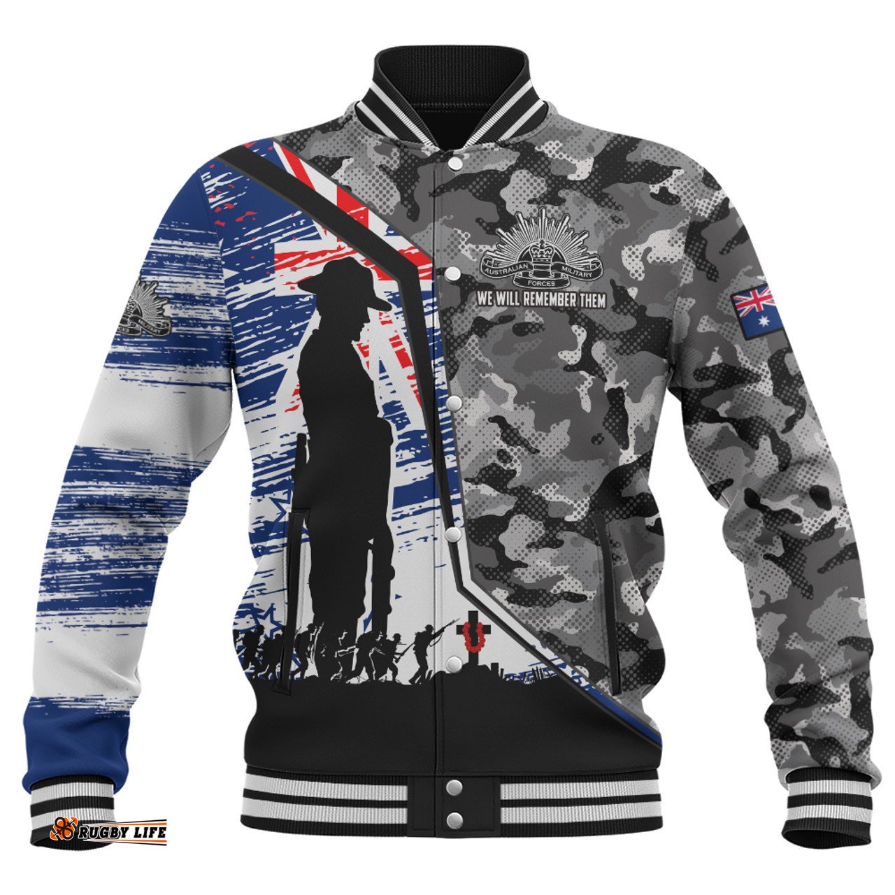 Amazing Aussie Australia Remembrance Day Heroic Soldier Legacy Baseball Jacket