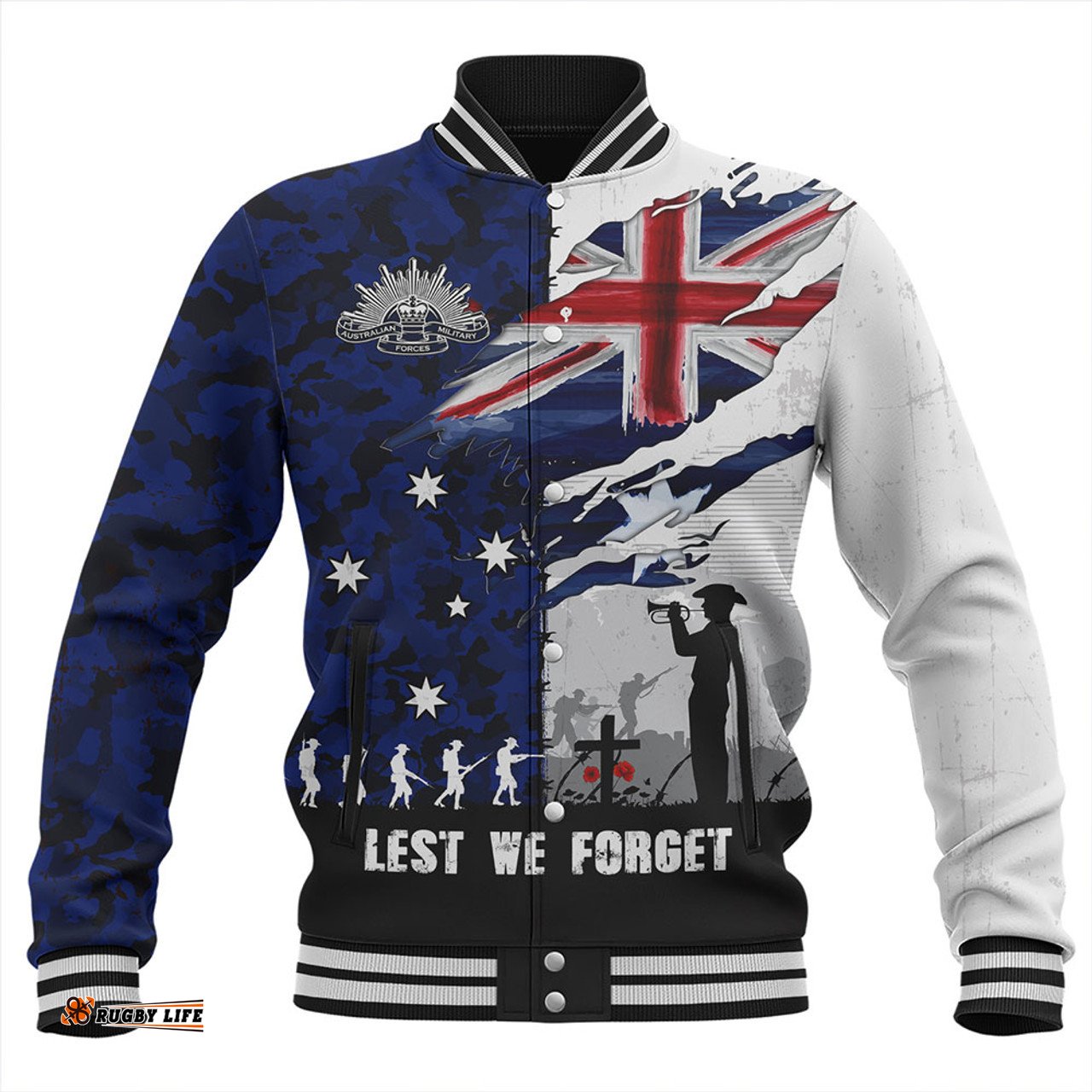 Amazing Aussie Australia Remembrance Day Lest We Forget Australian Military Tribute Blue Baseball Jacket