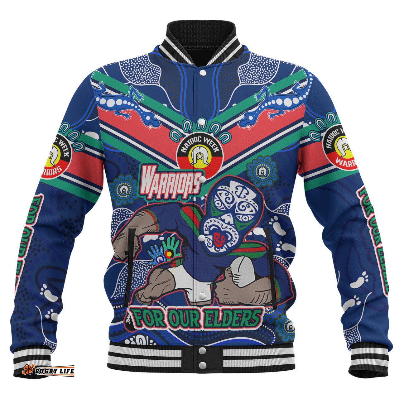 Amazing Aussie New Zealand WarriorsNaidoc Week Custom For Our Elders Home Jersey Jacket Baseball Jacket