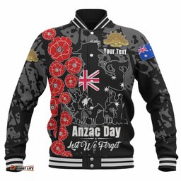 Amazing Aussie Australia Anzac Custom Lest We Forget Black Style Jacket Baseball Jacket