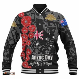 Amazing Aussie Australia Anzac Custom Lest We Forget Black Style Jacket Baseball Jacket
