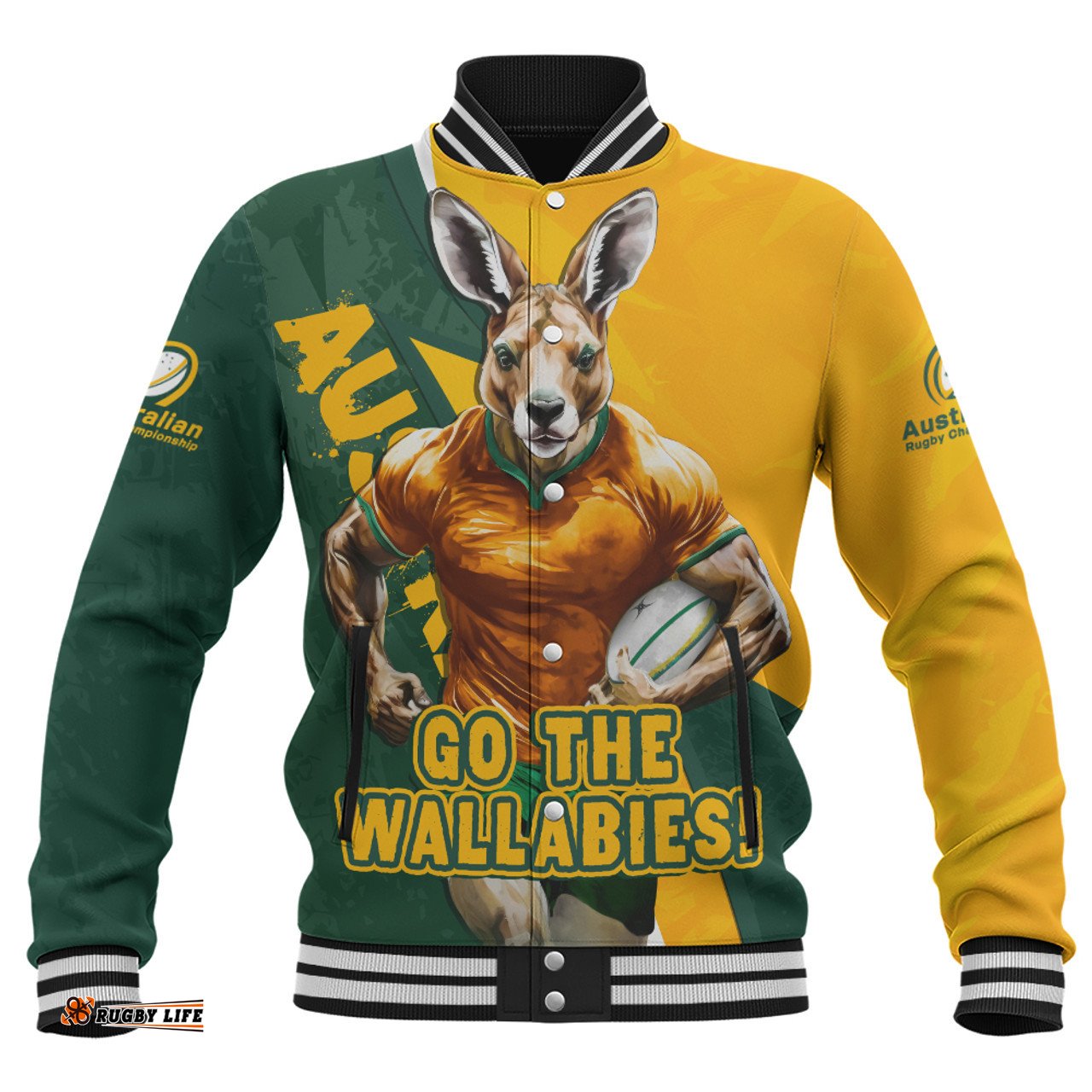 Amazing Aussie Aussie Wallabies Australian Roar The Rugby Championship Battle Yellow Baseball Jacket