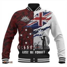 Amazing Aussie Australia Remembrance Day Lest We Forget Australian Military Tribute Red Baseball Jacket