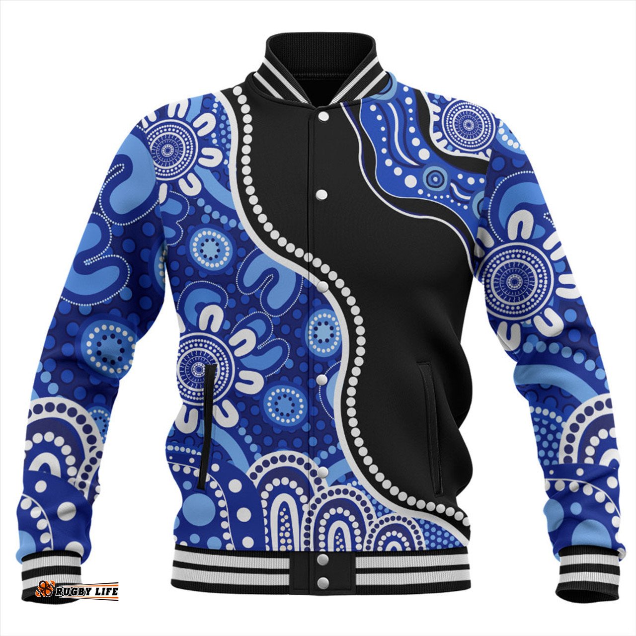 Amazing Aussie Australia Aboriginal Dot Painting Blue Baseball Jacket