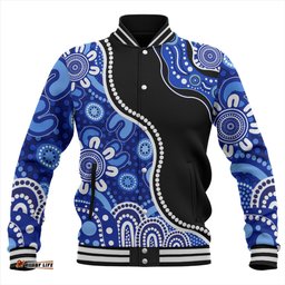 Amazing Aussie Australia Aboriginal Dot Painting Blue Baseball Jacket